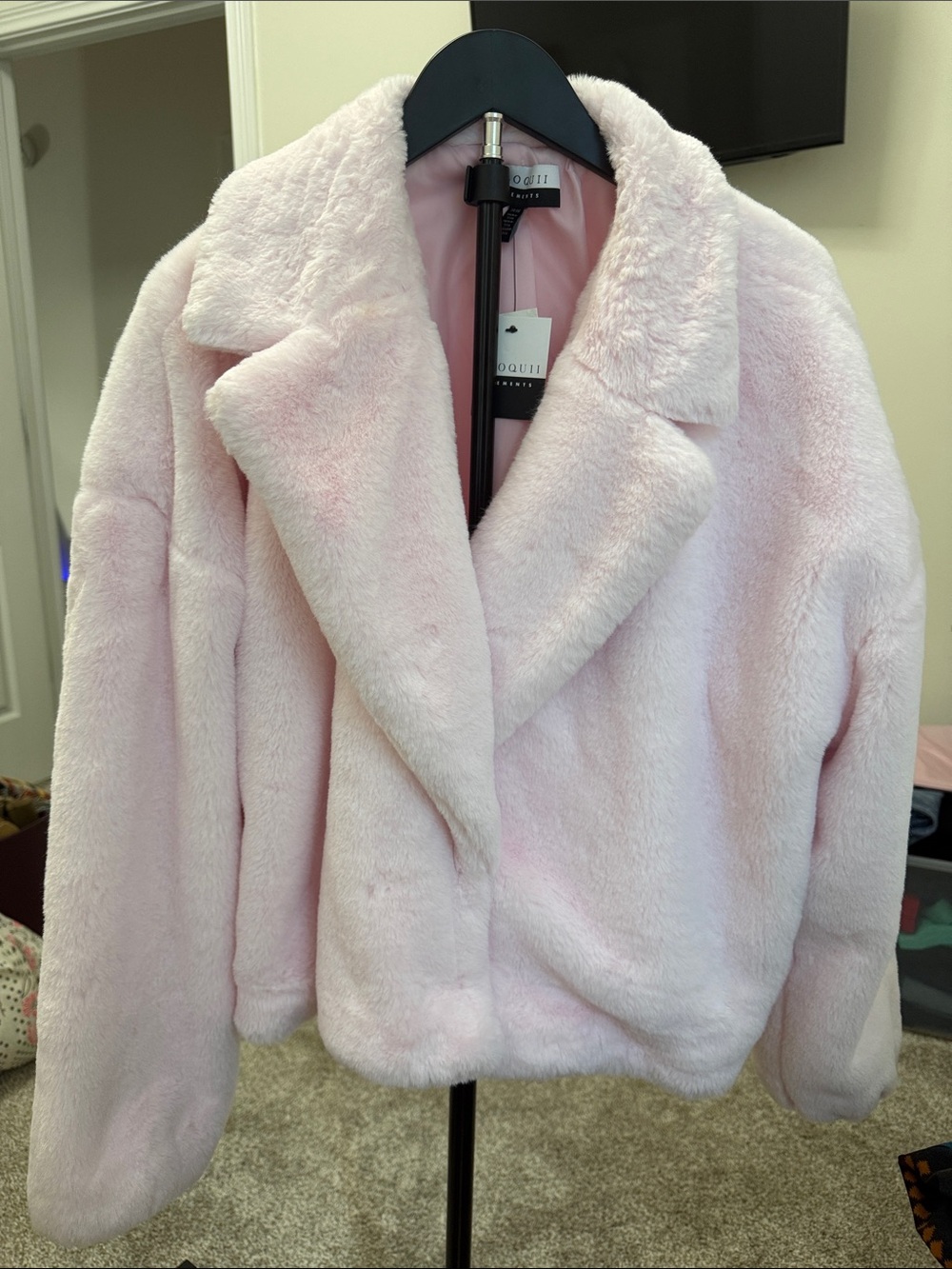Eloquii Light Pink Plush Faux-Fur Jacket